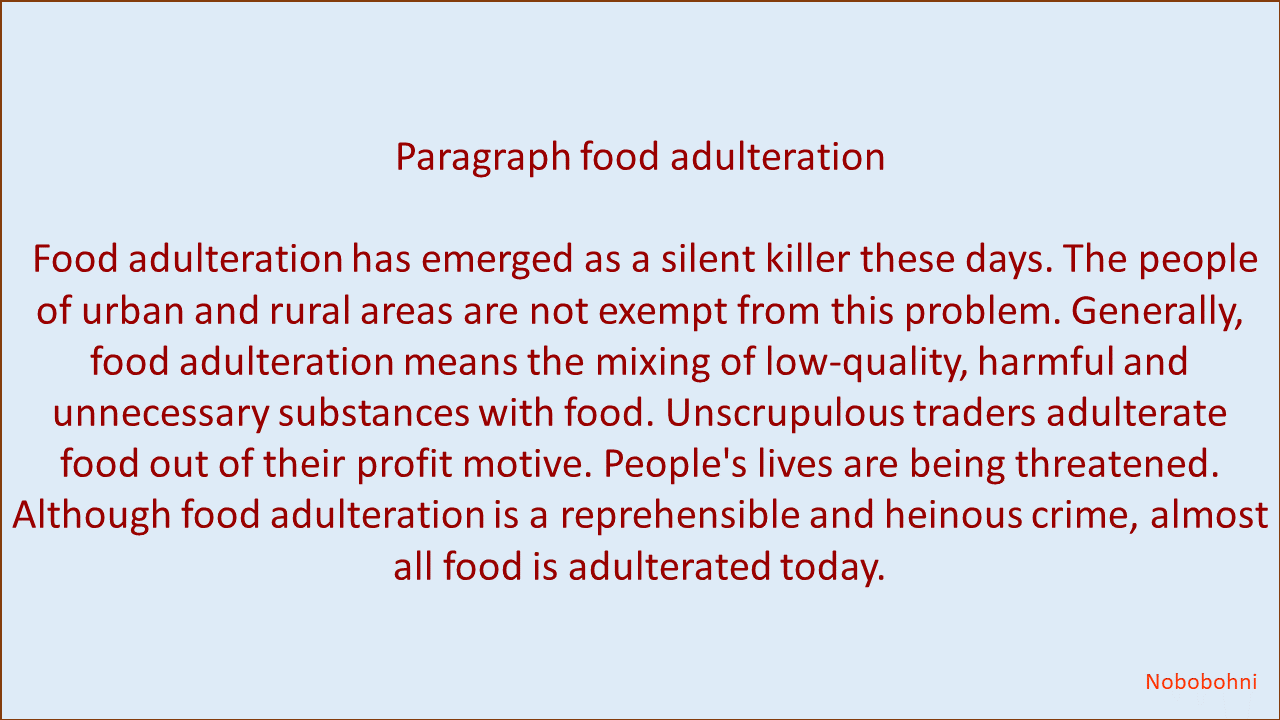An In-Depth HSC Food Adulteration Paragraph SSC Exam 2023